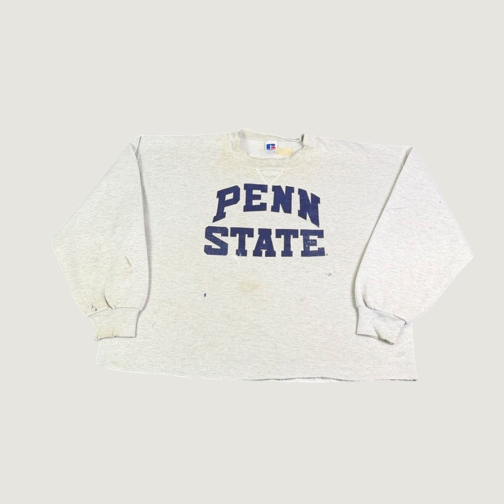 Vintage Russell Athletic Penn State Sweatshirt XXL Gray Cut Crop Made in USA